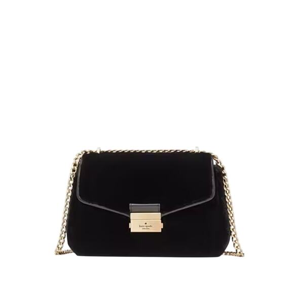 Kate Spade New York Carey Faux Fur Small Flap Shoulder Bag Black KE392 NWT - Picture 1 of 5